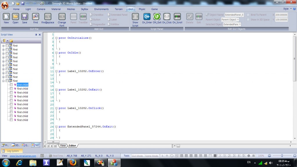 Sourena Game Studio – Script Editor – GUI Code – Sourena Games